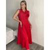 Šaty košilové letí krátký rukáv dámské FLOVER (S/M/L ONE SIZE) ITALSKÁ MÓDA IME25020/DU (Velikost S/M/L, Barva červená)
