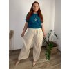 Kalhoty dlouhé letní dámské nadrozměr SUMMER (54/56/58 ONE SIZE) ITALSKÁ MÓDA IMC25SUMMER/DU (Velikost 54/56, Barva béžová)