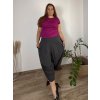 Kalhoty s gumou  široké letní dámské nadrozměr LADY (50/52/54 ONE SIZE) ITALSKá MóDA IMSM25LADY/DU (Velikost 50/52, Barva šedá tmavá)