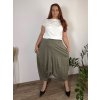 Kalhoty s gumou  široké letní dámské nadrozměr LADY (50/52/54 ONE SIZE) ITALSKá MóDA IMSM25LADY/DU (Velikost 50/52, Barva šedá tmavá)