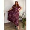 Šaty dlouhé letní krátký rukáv dámské nadrozměr MARIA (50/52/54 ONE SIZE) ITALSKÁ MÓDA IM425252/DU (Velikost 50/52/54, Barva růžová starorůžová)