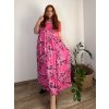 Šaty dlouhé letní krátký rukáv dámské nadrozměr MARIA (50/52/54 ONE SIZE) ITALSKÁ MÓDA IM425252/DU (Velikost 50/52/54, Barva růžová starorůžová)