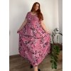 Šaty dlouhé letní krátký rukáv dámské nadrozměr MARIA (50/52/54 ONE SIZE) ITALSKÁ MÓDA IM425252/DU (Velikost 50/52/54, Barva růžová starorůžová)