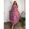 Šaty dlouhé letní krátký rukáv dámské nadrozměr MARIA (50/52/54 ONE SIZE) ITALSKÁ MÓDA IM425252/DU (Velikost 50/52/54, Barva růžová starorůžová)