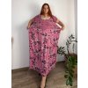 Šaty dlouhé letní krátký rukáv dámské nadrozměr MARIA (50/52/54 ONE SIZE) ITALSKÁ MÓDA IM425252/DU (Velikost 50/52/54, Barva růžová starorůžová)