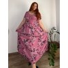 Šaty dlouhé letní krátký rukáv dámské nadrozměr MARIA (50/52/54 ONE SIZE) ITALSKÁ MÓDA IM425252/DU (Velikost 50/52/54, Barva růžová starorůžová)