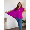 Tunika letní s přívěskem krátký rukáv dámská nadrozměr (54/56/58 ONE SIZE) ITALSKÁ MÓDA IM425292/DU (Velikost 54/56, Barva růžová fuchsiová)