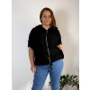 Mikina slabá na zip s kapucí dlouhý rukáv dámská nadrozměr ISIS (52/54/56 ONE SIZE) ITALSKÁ MÓDA IMSM25ISIS/DU (Velikost 52/54/56, Barva Černá)