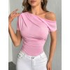 Tričko řádek krátký rukáv dámské (XS/S/M ONE SIZE) ITALSKÁ MÓDA IMM25M21327 (Velikost XS/S/M, Barva béžová)