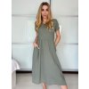 Šaty dlouhé letní krátký rukáv dámské Susana (S/M/L ONE SIZE) ITALSKÁ MÓDA IM425140/DU (Velikost S/M/L, Barva béžová)