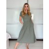 Šaty dlouhé letní krátký rukáv dámské Susana (S/M/L ONE SIZE) ITALSKÁ MÓDA IM425140/DU (Velikost S/M/L, Barva béžová)