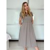 Šaty dlouhé letní krátký rukáv dámské Susana (S/M/L ONE SIZE) ITALSKÁ MÓDA IM425140/DU (Velikost S/M/L, Barva béžová)