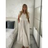 Šaty dlouhé volnočasové letní krátký rukáv dámské CARLA (S/M/L ONE SIZE) ITALSKÁ MÓDA IMSM25191/DR (Velikost S/M/L, Barva béžová)