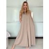 Overal dlouhý elegantní letní bez rukávu dámský VANESA (S/M/L ONE SIZE) ITALSKÁ MÓDA IMWAD25555/DU (Velikost S/M/L, Barva béžová)
