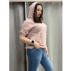 Tričko s kapucí mušelín 3/4 dlouhý rukáv dámské nadrozměr GINI (46/48/50 ONE SIZE) ITALSKÁ MÓDA IMSM25069/DU (Velikost 46/48/50, Barva bílá)