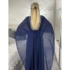 Šaty dlouhé společenské elegantní krátký rukáv dámské (S/M/L ONE SIZE) ITALSKÁ MÓDA IMPSH2550410/DU (Velikost M/L, Barva tmavě modrá)