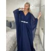 Šaty dlouhé společenské elegantní krátký rukáv dámské (S/M/L ONE SIZE) ITALSKÁ MÓDA IMPSH2550410/DU (Velikost M/L, Barva tmavě modrá)