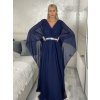 Šaty dlouhé společenské elegantní krátký rukáv dámské (S/M/L ONE SIZE) ITALSKÁ MÓDA IMPSH2550410/DU (Velikost M/L, Barva tmavě modrá)
