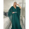 Šaty dlouhé společenské elegantní krátký rukáv dámské (S/M/L ONE SIZE) ITALSKÁ MÓDA IMPSH2550410/DU (Velikost M/L, Barva tmavě modrá)