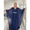 Šaty dlouhé společenské elegantní krátký rukáv dámské (S/M/L ONE SIZE) ITALSKÁ MÓDA IMPSH2550410/DU (Velikost M/L, Barva tmavě modrá)