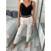 Kalhoty dlouhé s páskem letní dámské BETTY (S/M/L ONE SIZE) ITALSKÁ MÓDA IM725BETTY/DU (Velikost S/M/L, Barva béžová krémová)