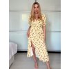 Šaty dlouhé košilové krátký rukáv dámské LIVIA (S/M/L ONE SIZE) ITALSKÁ MÓDA IMWGB24042S-4/DUR (Velikost S/M/L, Barva žlutá)