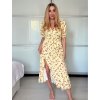 Šaty dlouhé košilové krátký rukáv dámské LIVIA (S/M/L ONE SIZE) ITALSKÁ MÓDA IMWGB24042S-4/DUR (Velikost S/M/L, Barva žlutá)