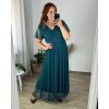 Šaty tylové dlouhé společenské krátký rukáv dámské nadrozměr Veronika (46/48/50/52 one size) ITALSKÁ MÓDA IMPSH243589V/DR (Velikost 50/52, Barva bílá)