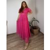Šaty tylové dlouhé společenské krátký rukáv dámské nadrozměr Veronika (46/48/50/52 one size) ITALSKÁ MÓDA IMPSH243589V/DR (Velikost 50/52, Barva bílá)