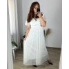 Šaty tylové dlouhé společenské krátký rukáv dámské nadrozměr Veronika (46/48/50/52 one size) ITALSKÁ MÓDA IMPSH243589V/DR (Velikost 50/52, Barva bílá)