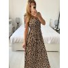 Šaty dlouhé elegantní icecool bez rukávu dámské (S/M L/XL) ITALSKÁ MODA AINUOSI IMB24LEOPARD-2/DU (Velikost L/XL, Barva hnědá leopard)