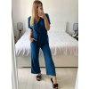 Overal dlouhý elegantní krátký rukáv dámský (S/M ONE SIZE) ITALSKÁ MÓDA IMWD24386/DU (Velikost S/M/L, Barva béžová)