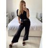 Overal dlouhý elegantní krátký rukáv dámský (S/M ONE SIZE) ITALSKÁ MÓDA IMWD24386/DU (Velikost S/M/L, Barva béžová)