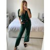 Overal dlouhý elegantní krátký rukáv dámský (S/M ONE SIZE) ITALSKÁ MÓDA IMWD24386/DU (Velikost S/M/L, Barva béžová)