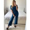 Overal dlouhý elegantní krátký rukáv dámský (S/M ONE SIZE) ITALSKÁ MÓDA IMWD24386/DU (Velikost S/M/L, Barva béžová)