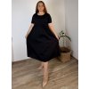 Šaty krátký rukáv dámské nadrozměr JULIE (48/50/52 ONE SIZE) ITALSKÁ MÓDA IMSM25JULIE/DU (Velikost 48/50/52, Barva Černá)
