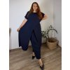 Komplet elegantní krátký rukáv dámské nadrozměr JASMINA (50/52/54 ONE SIZE) ITALSKÁ MÓDA IM425311/DUR (Velikost 50/52/54, Barva Černá)