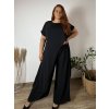 Komplet elegantní krátký rukáv dámské nadrozměr JASMINA (50/52/54 ONE SIZE) ITALSKÁ MÓDA IM425311/DUR (Velikost 50/52/54, Barva Černá)