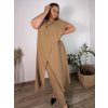 Komplet elegantní krátký rukáv dámské nadrozměr JASMINA (50/52/54 ONE SIZE) ITALSKÁ MÓDA IM425311/DUR (Velikost 50/52/54, Barva Černá)