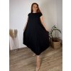 Šaty maxi dlouhé letní krátký rukáv dámské nadrozměr BRIGITA (44/46/48 ONE SIZE) ITALSKÁ MÓDA IMD25133/DR (Velikost 44/46/48, Barva Černá)