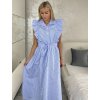 Šaty dlouhé košilové krátký rukáv dámské (S/M ONE SIZE) ITALSKÁ MÓDA IMPMD2434009/DU (Velikost S/M/L, Barva bílá)