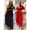 Šaty elegantní košilové s páskem krátký rukáv dámské Luka (42/44/46 ONE SIZE) ITALSKÁ MÓDA IMD25084/DUR (Velikost 42/44/46, Barva Černá)