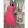 Šaty elegantní košilové s páskem krátký rukáv dámské Luka (42/44/46 ONE SIZE) ITALSKÁ MÓDA IMD25084/DUR (Velikost 42/44/46, Barva Černá)