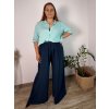 Kalhoty mušelínové letní oversize dámské nadrozměr LUCY (46/48/50 ONE SIZE) ITALSKÁ MÓDA IM425312/DUR (Velikost 46/48/50, Barva béžová)