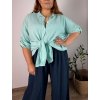 Kalhoty mušelínové letní oversize dámské nadrozměr LUCY (46/48/50 ONE SIZE) ITALSKÁ MÓDA IM425312/DUR (Velikost 46/48/50, Barva béžová)
