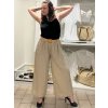 Kalhoty letní s páskem dámské nadrozměr JANE (44/46/48 ONE SIZE) ITALSKÁ MÓDA IM425289/DUR (Velikost 44/46/48, Barva béžová)