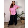 Košile mušelínová bavlněná 3/4 dlouhý rukáv dámská nadrozměr RAMONA (54/56/58 ONE SIZE) ITALSKÁ MÓDA IM425141/DR (Velikost 54/56/58, Barva růžová)