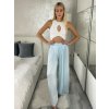 Kalhoty dlouhé letní dámské ALAIA (S/M/L ONE SIZE) ITALSKÁ MÓDA IM425299/DR (Velikost S/M/L, Barva světle modrá)