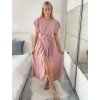 Šaty dlouhé elegantní letní krátký rukáv dámské BLANA (S/M/L ONE SIZE) ITALSKÁ MÓDA IMD25115/DR