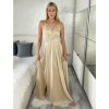 Šaty dlouhé společenské na ramínka dámské BEATRIX (S/M/L ONE SIZE) ITALSKÁ MÓDA IMM25M35843/DUR (Velikost S/M/L, Barva béžová)